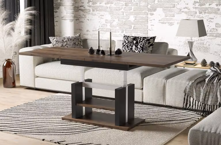 Tavolino Endo-Möbel Dior 110cm allungabile fino a 170cm regolabile in altezza a doppia alzata (rovere Monastero)