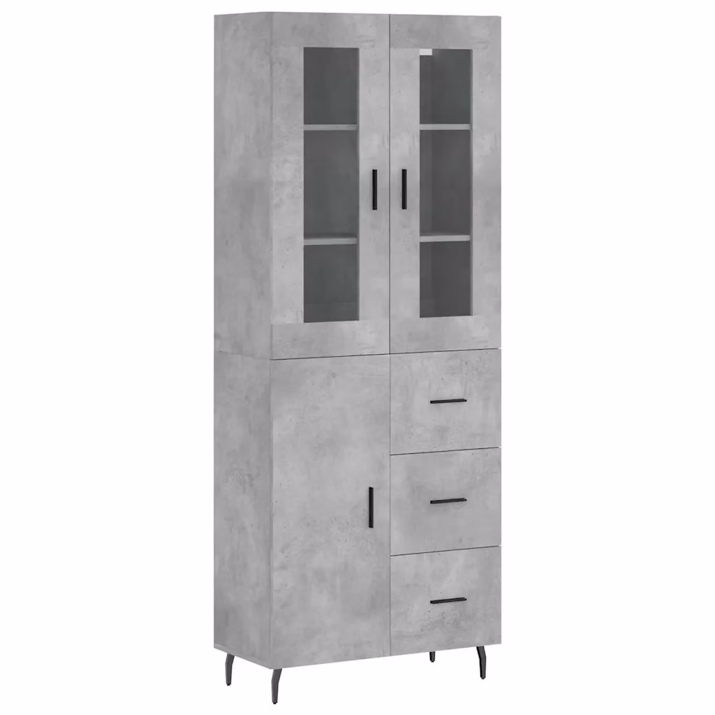 Credenza moderna vidaXL in legno, vetro e metallo, colore grigio, L: 69,5 cm, P: 34 cm, H: 180 cm – 2