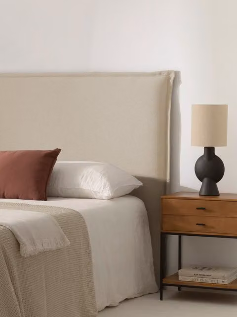 Testiera imbottita Flen Kenay Home beige per camera da letto matrimoniale