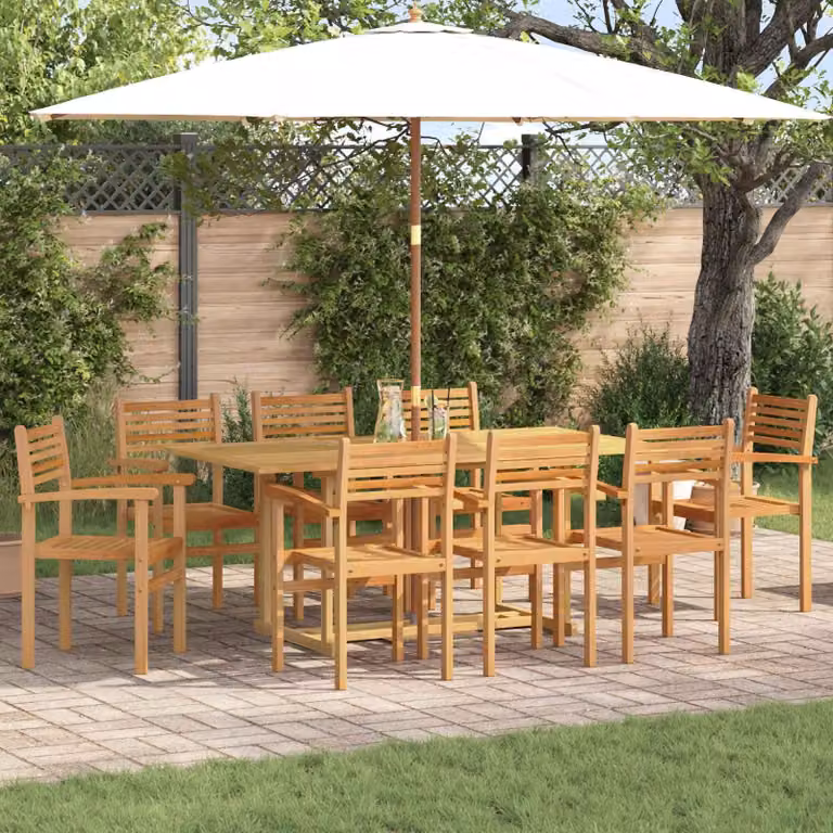 Maison Exclusive - Set da giardino per esterni, 9 pezzi, legno massello di teak, colore marrone