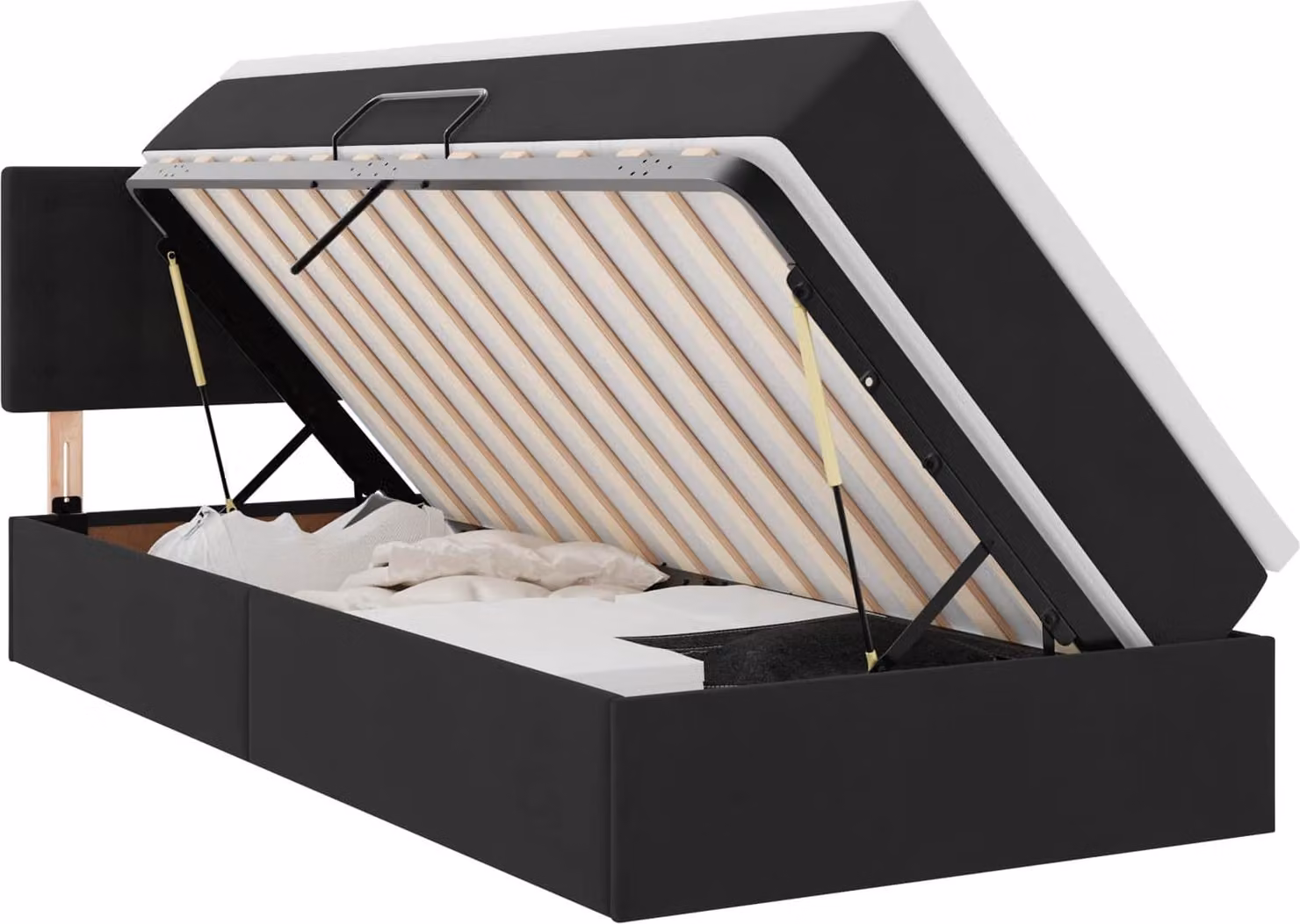 Letto con contenitore LED e materasso Nero 100 x 200 cm Velluto