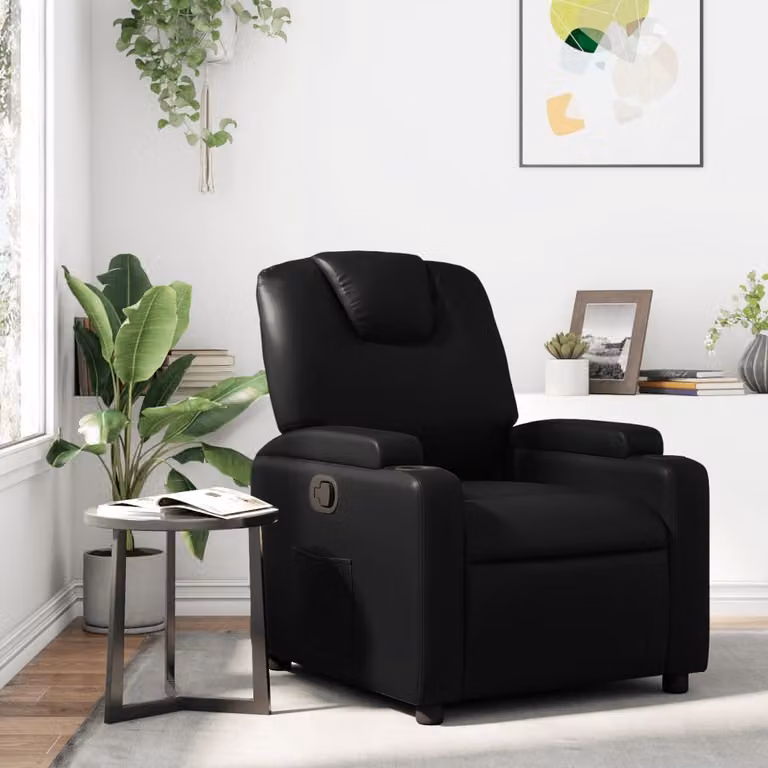 Poltrona reclinabile relax vidaXL in similpelle nera con braccioli e struttura in legno e metallo