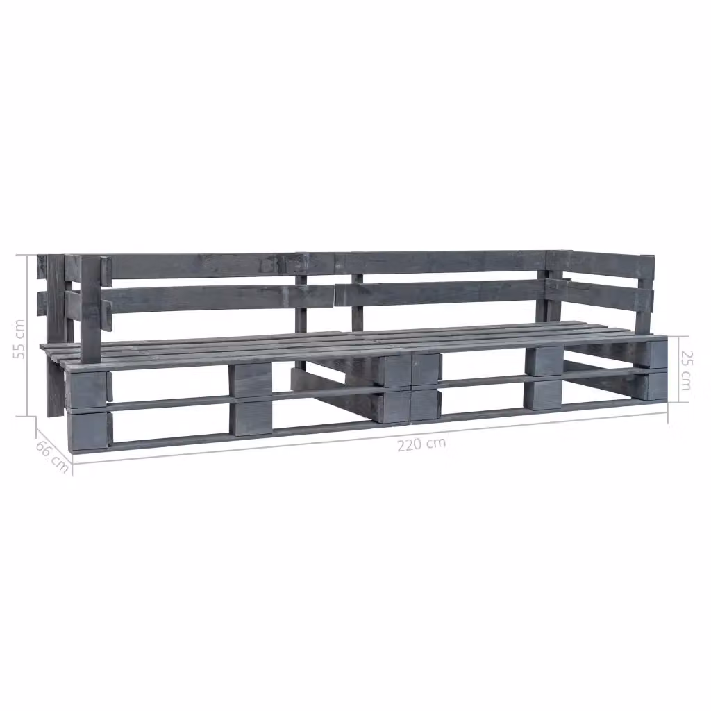 Divano da giardino a 2 posti vidaXL in legno di pino trattato con cuscini grigi L: 220 cm, P: 66 cm, H: 55 cm – 2