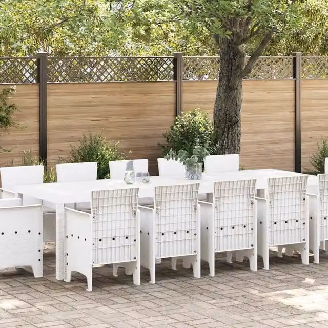Set da Pranzo per Giardino 13 pz Bianco e Grigio chiaro 3378624