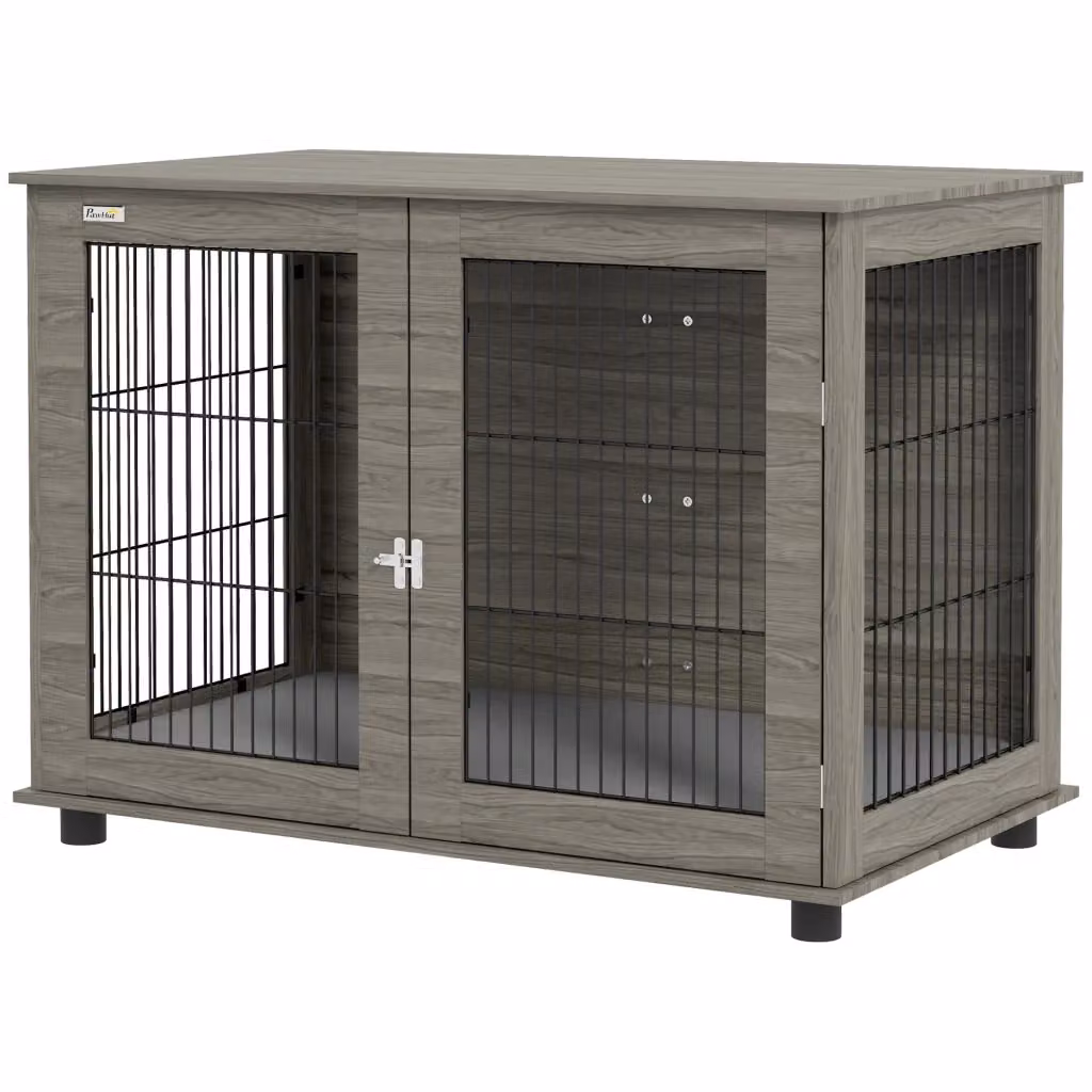 Cuccia per cani 2 in 1 Xylo con tavolino e cuscino sfoderabile, Grigio, L 100 x P 60 x H 73,5 cm – 2