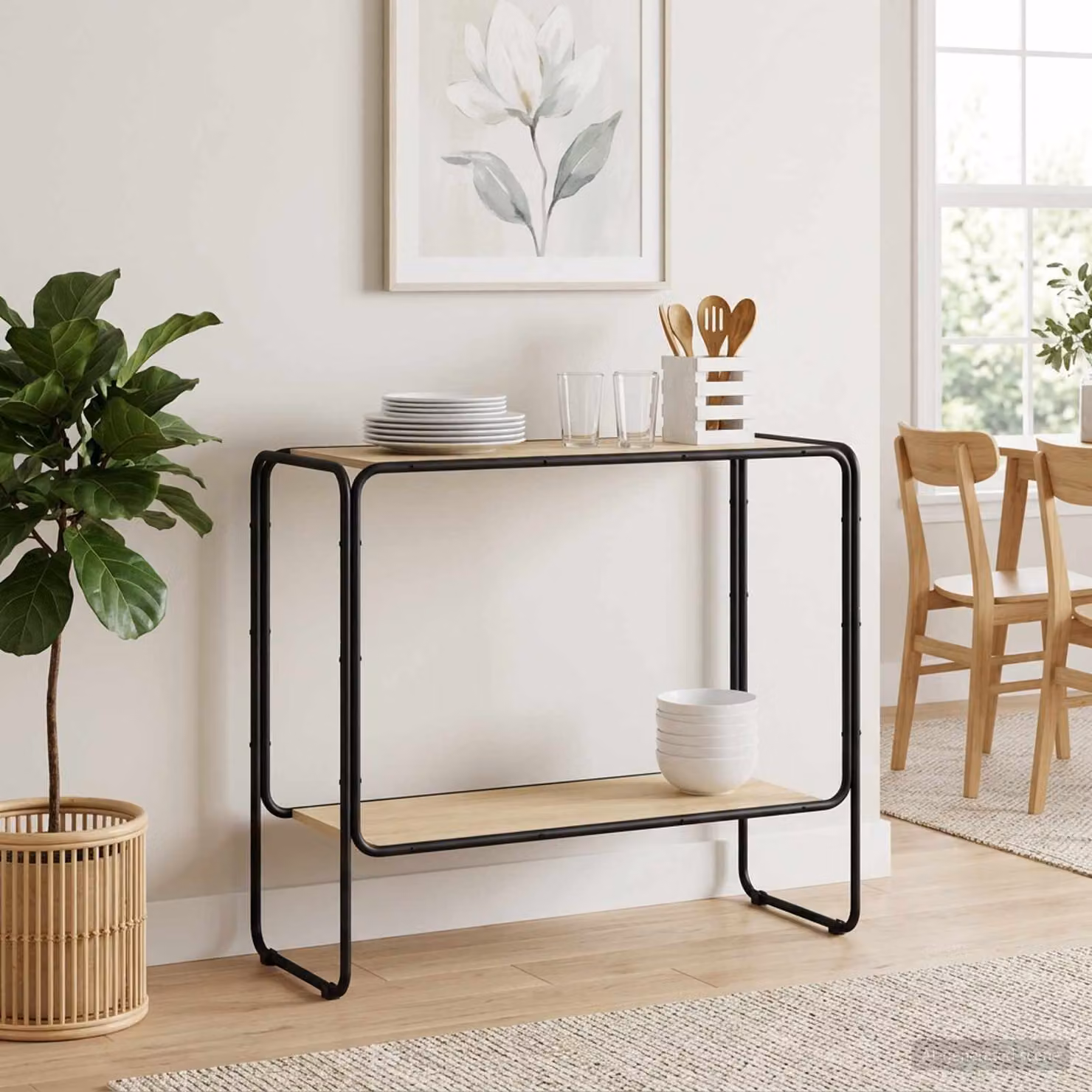 Credenza stile industrial vidaXL in legno e metallo color marrone L: 93.5 cm, P: 38 cm, H: 75 cm