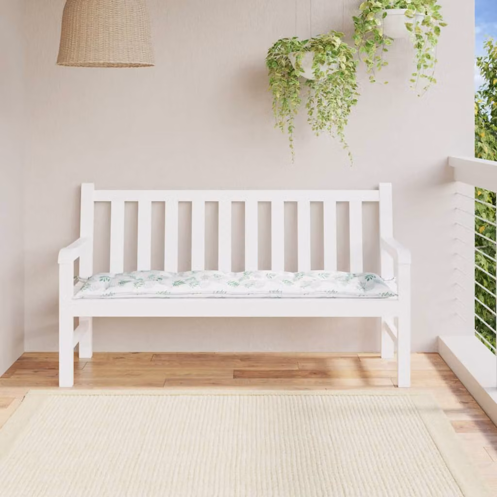 Cuscino per panca vidaXL in tessuto Oxford verde e bianco, L/P/H: 150 x 50 x 7 cm