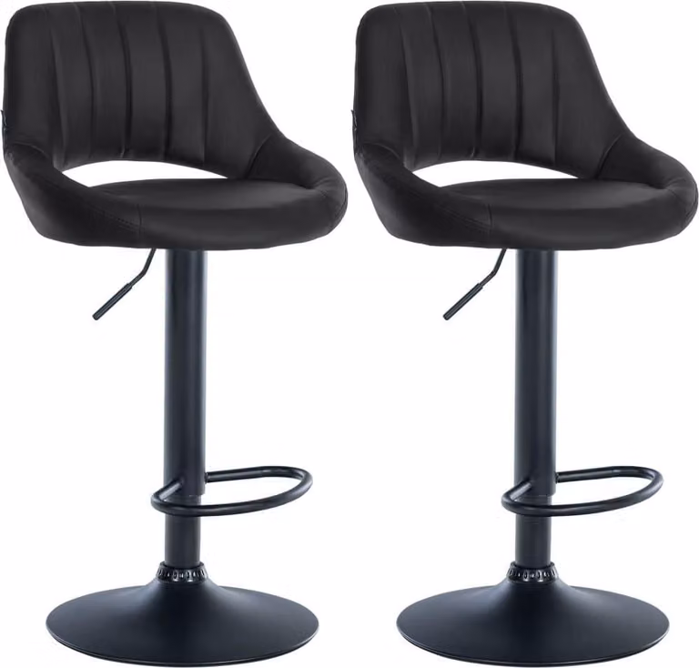 Set con 2 sgabelli da bar regolabili - sedili in Pelle finta - girevoli a 360° | Colore: nero | Materiale del telaio: metallo nero opaco