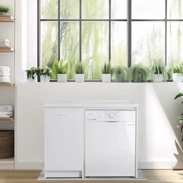 Mobile lavatoio 60x109 cm bianco con vasca in termoplastico e asse in termoplastico | Edilla