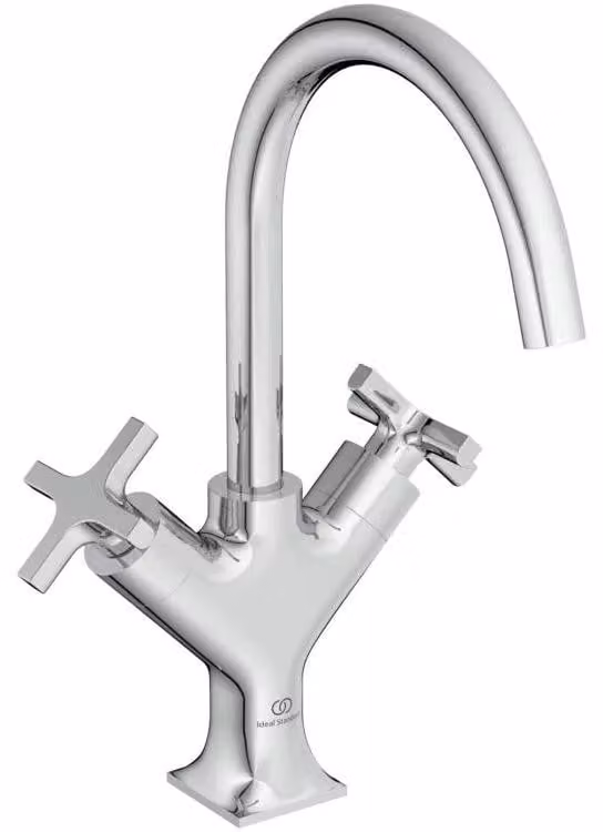Miscelatore a due maniglie per lavabo JOY NEO cross size con scarico a scomparsa cromo con scarico a scomparsa cromo
