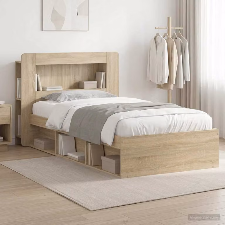 vidaXL Telaio del letto con cassetti in Rovere Sonoma, L/P/H: 90 x 190 x 119,5 cm