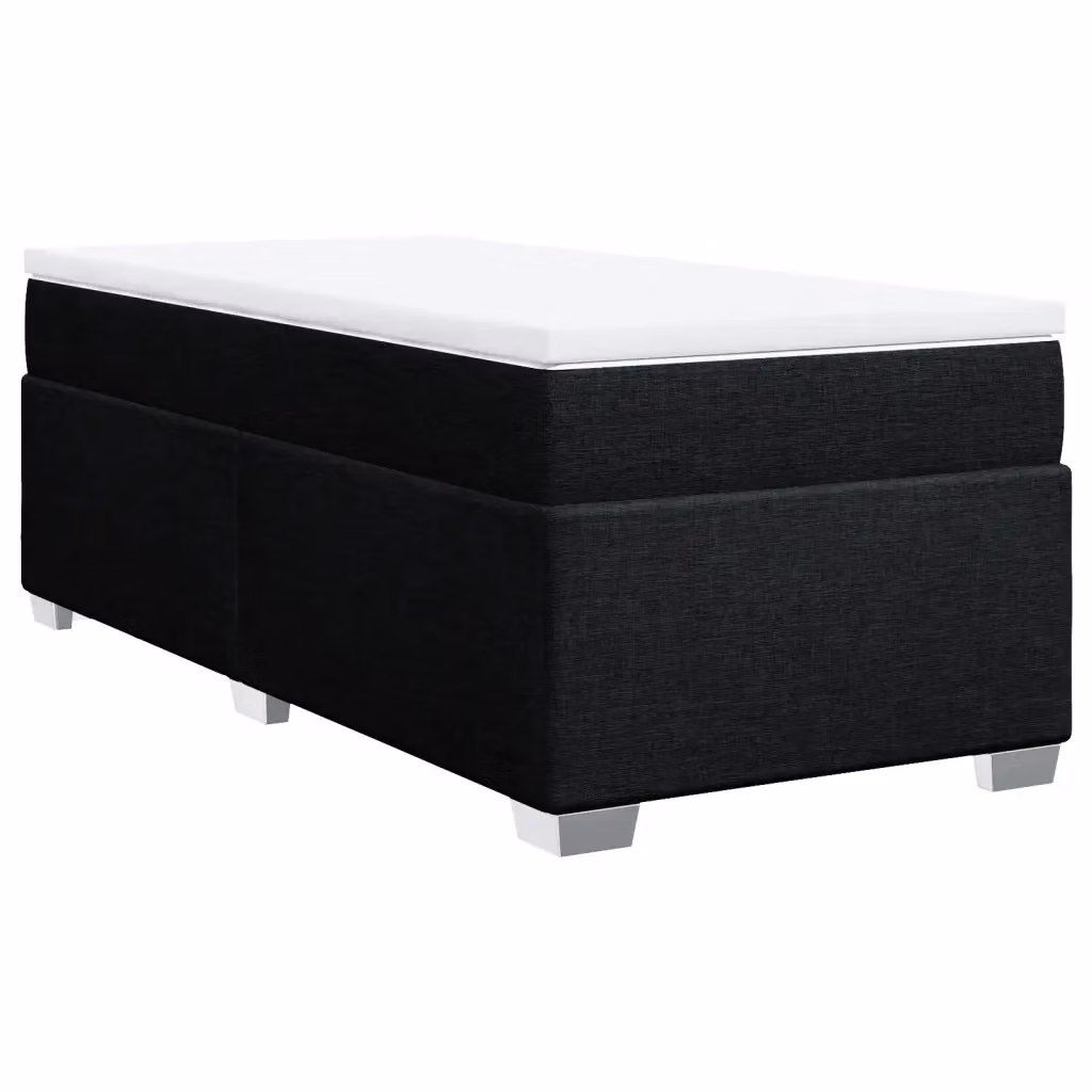 Letto Ibrido vidaXL con Giroletto a Molle e Materasso in Tessuto Nero e Bianco L/P: 90 x 200 cm – 2