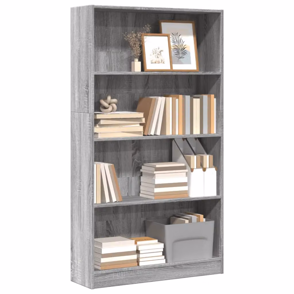 Libreria moderna vidaXL in legno MDF Grigio, L 80 cm x P 24 cm x H 143 cm