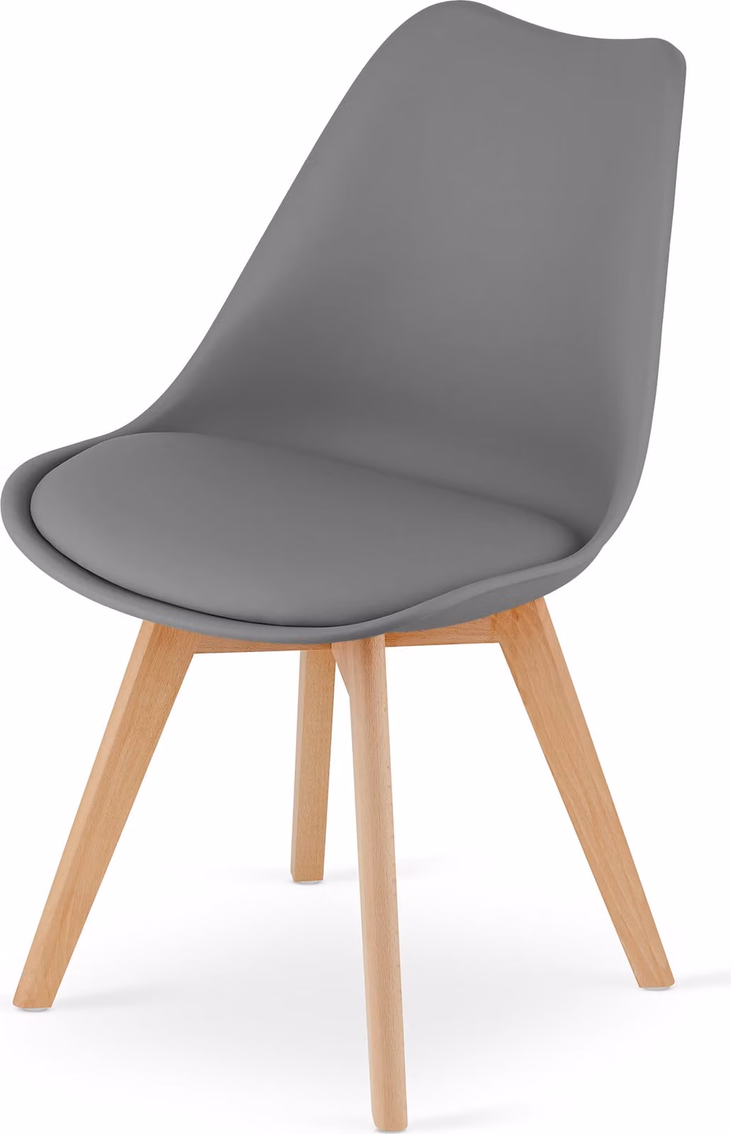 set di 4 sedie per sala da pranzo Sedia da soggiorno 4x bianca con imbottitura nera con gambe in legno massiccio nero, sedia a conchiglia comoda e robusta