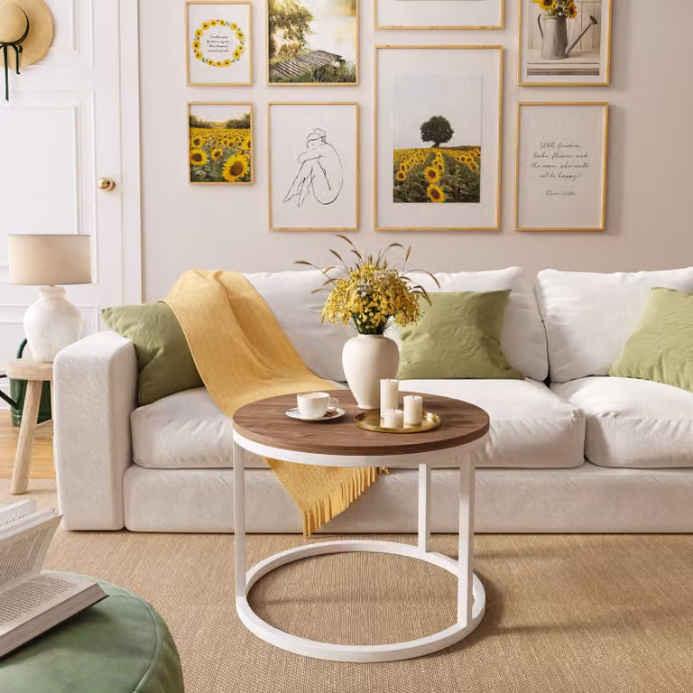 Tavolino rotondo CIRI in rovere Wotan Artisan Stirling, bianco / rovere Stirling