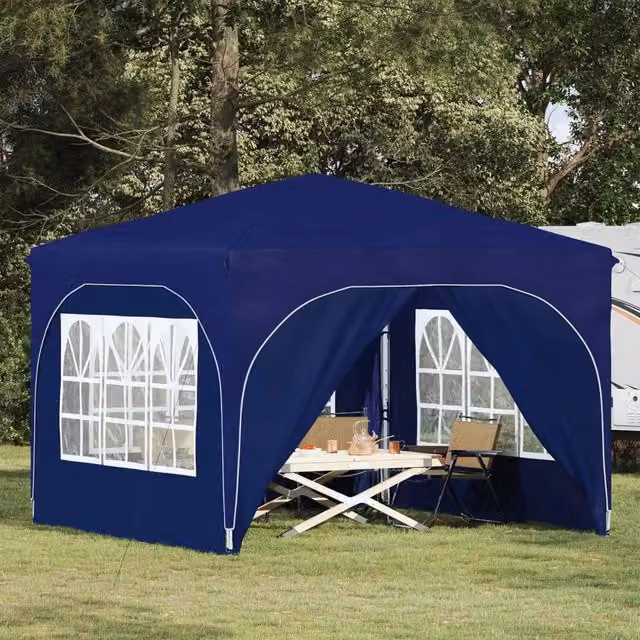 Gazebo a pop-up DESIGN IN per feste, Blu e Argento, L/P/H: 290 x 290 x 245 cm