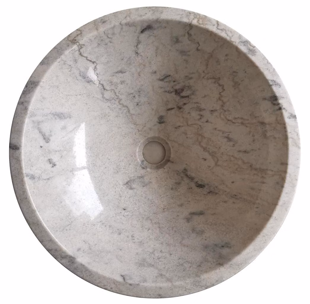 Lavabo rotondo in marmo italiano, diametro 42,5 cm