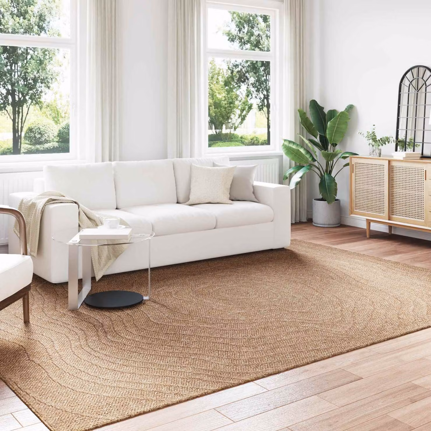 Tappeto vidaXL AGIRA per interno ed esterno, design moderno astratto, beige e marrone, L: 340 cm x P: 240 cm