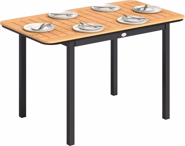 Tavolo da giardino rettangolare Outsunny in legno composito e metallo marrone per esterno e terrazza