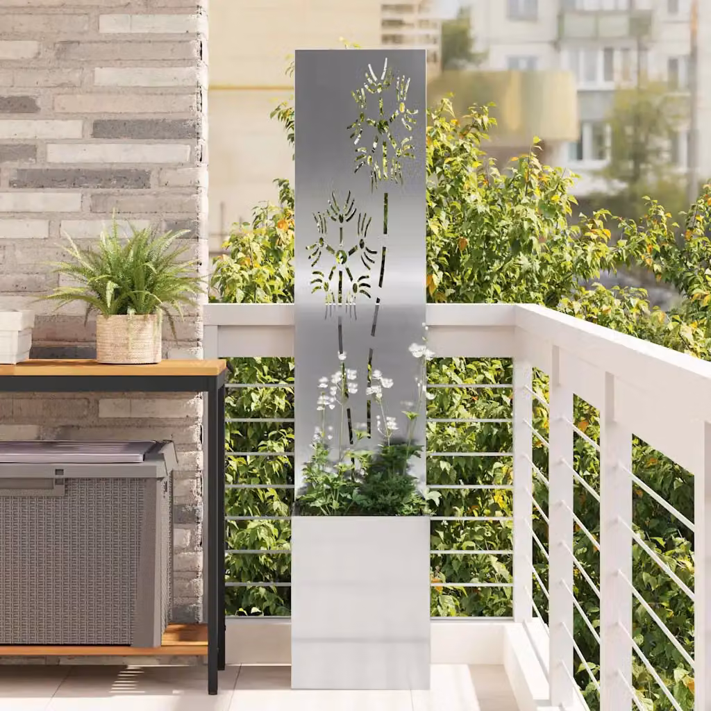 vidaXL Schermo per privacy in giardino in acciaio galvanizzato, Argento, L/P/H: 32 x 32 x 150 cm