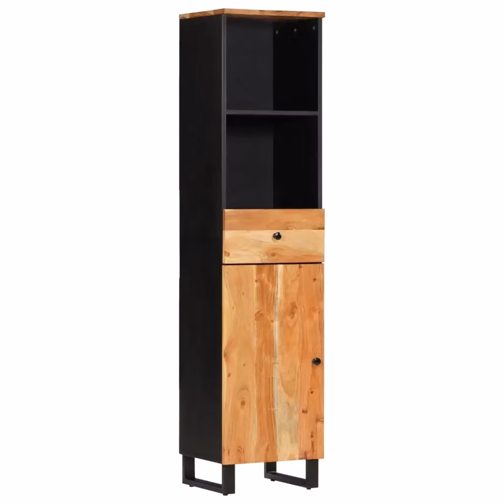 Mobile da Bagno sospeso vidaXL in Legno di Acacia Marrone L: 38 cm, P: 33 cm, H: 160 cm – 2