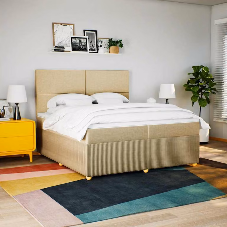 Letto Ibrido vidaXL con Materasso e Illuminazione Sotto il Letto, Colore Beige e Bianco, L/P: 200 x 200 cm