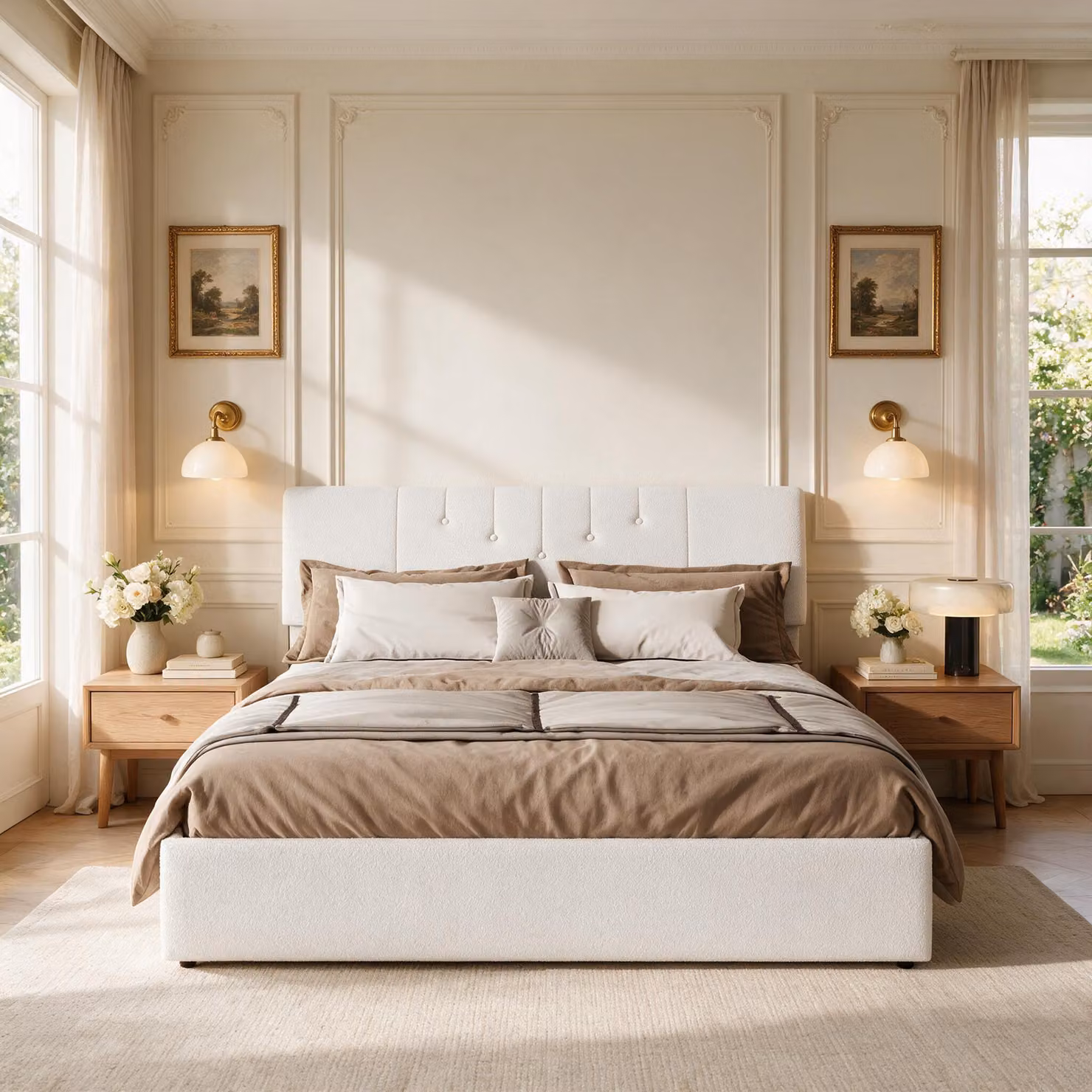 INONEFT Letto imbottito idraulico 140x200 cm con prese USB, letto per giovani con schienale regolabile, struttura del letto con rete a doghe, tessuto tipo "teddy", bianco