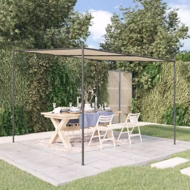 Gazebo Beige 3x3 m 180 g/m² Tessuto e Acciaio 362463