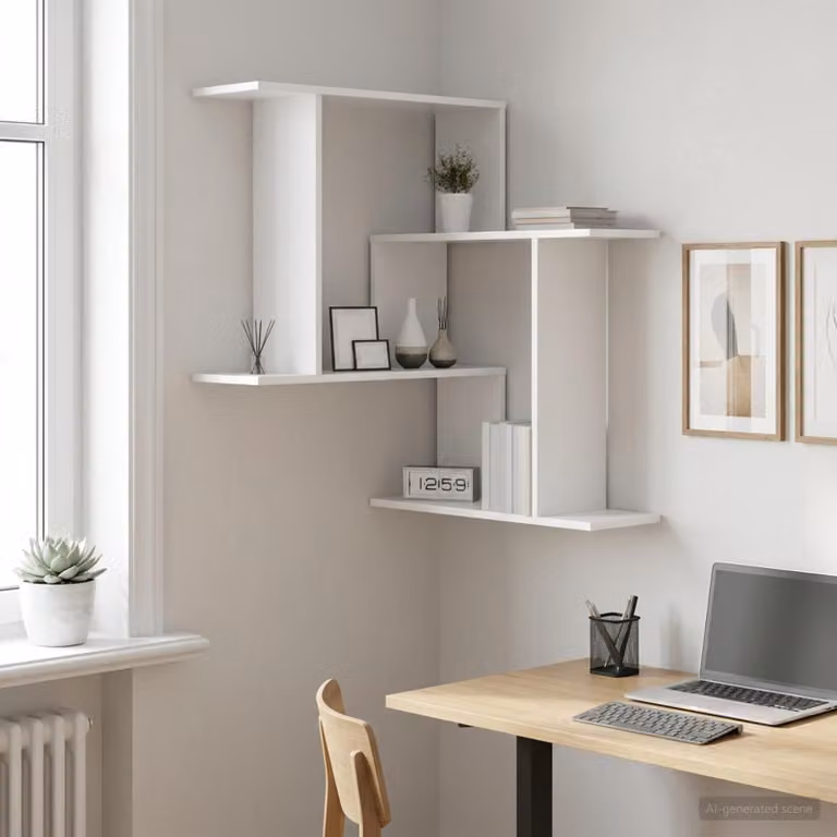 Scaffale da parete moderno vidaXL Bianco in MDF L: 67 cm, P: 67 cm, H: 87 cm