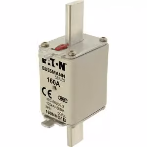 Inserto fusibile Eaton, bassa tensione, 160 A, CA 500 V, 120 kA, NH1, gL/gG, IEC, doppio indicatore di stato, linguetta di azionamento sotto tensione 160NHG1B