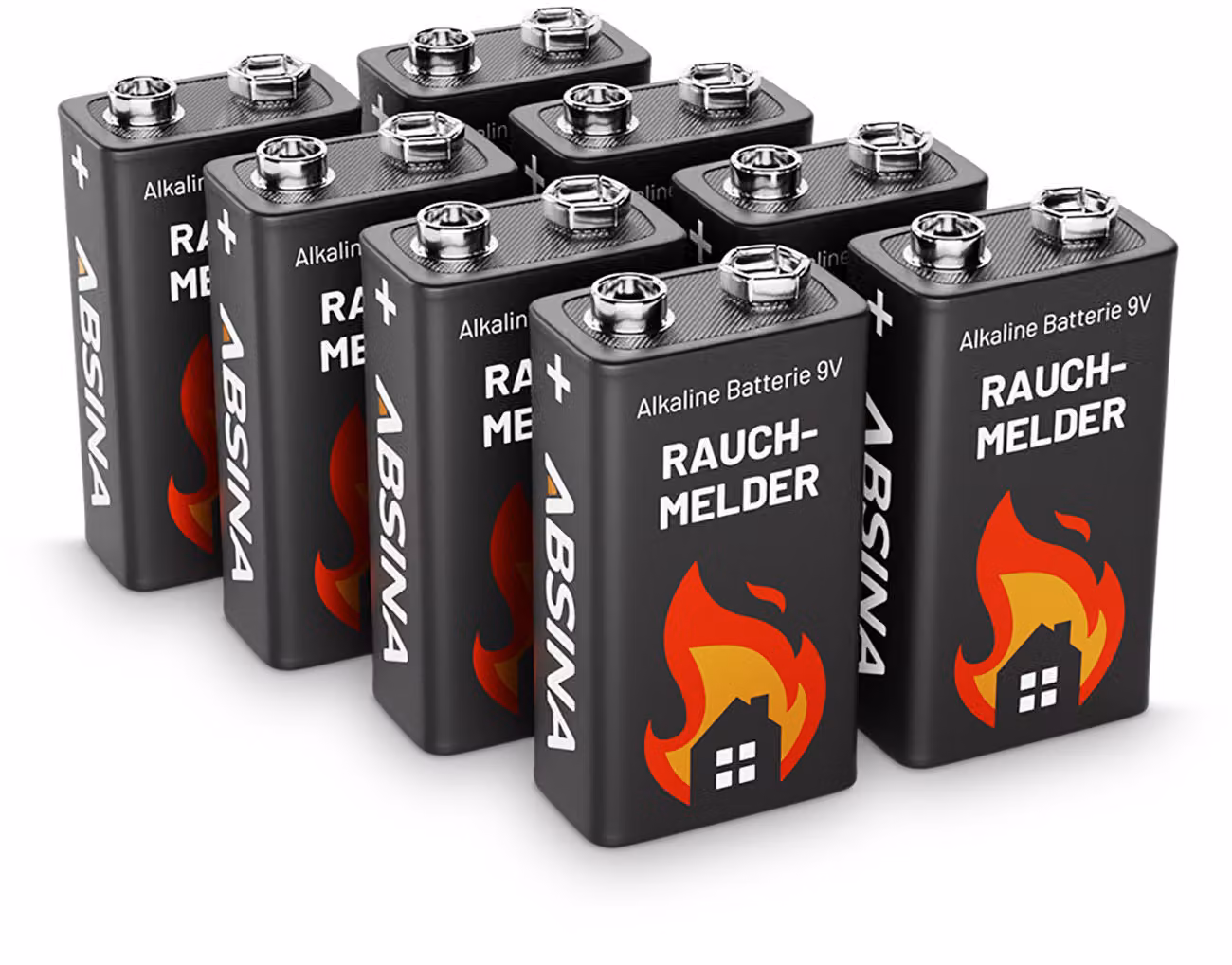 confezione da 8 batterie alcaline 9V 6LR61 ideali per rilevatori di fumo, allarmi antifumo, dispositivi di misurazione, giocattoli e altro ancora