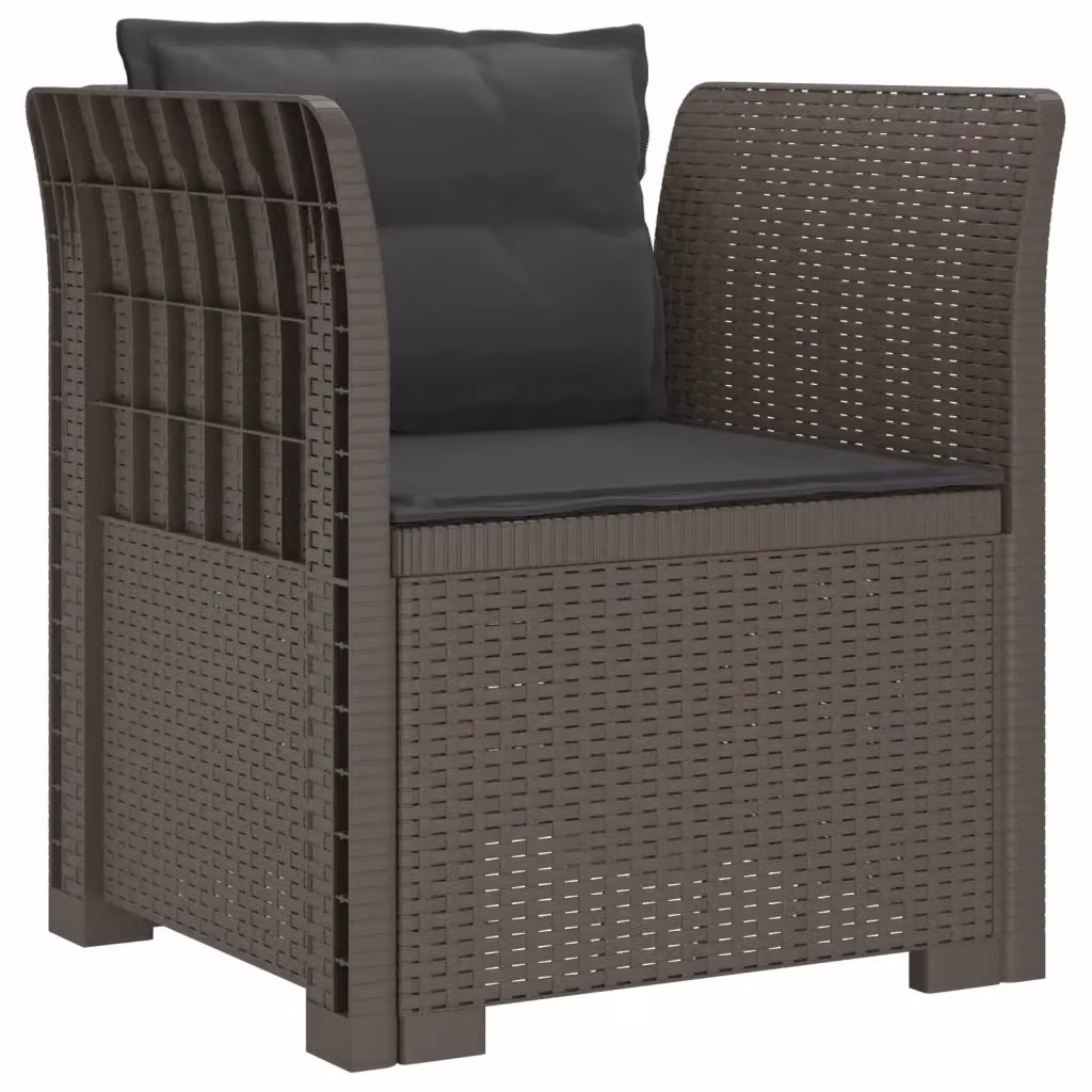 Poltrona singola moderna vidaXL con cuscini in aspetto rattan color grigio antracite per giardino e balcone – 2