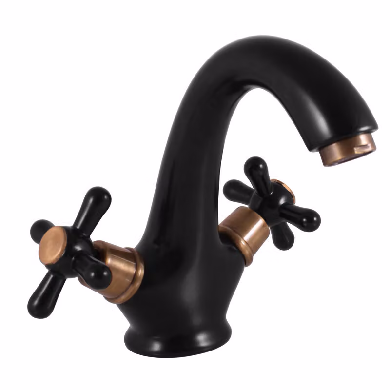 Slezák-RAV Miscelatore per lavabo Slezák RAV Morava Retro MK128CMATSM Colore: nero opaco/ottone vecchio, Dimensione: 3/8''