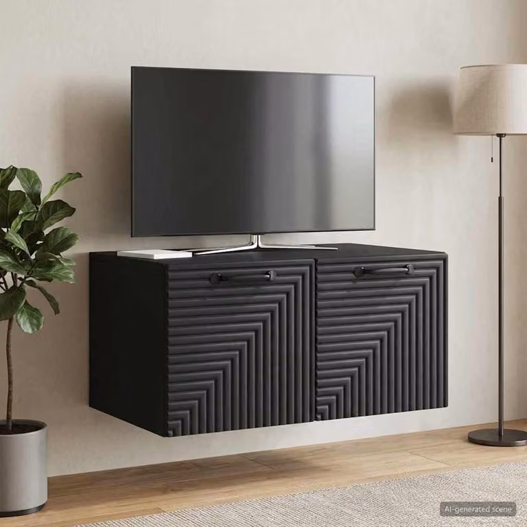 vidaXL Mobile Porta TV da Muro Moderno Nero in MDF L: 59,5 cm, P: 41 cm, H: 30 cm
