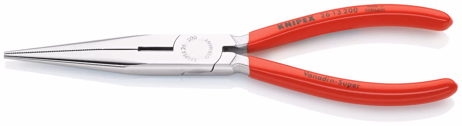 KNIPEX 26 13 200 Pinza a becchi tondi con tagliente (pinza a becco di cicogna) con rivestimento in plastica cromato 200 mm