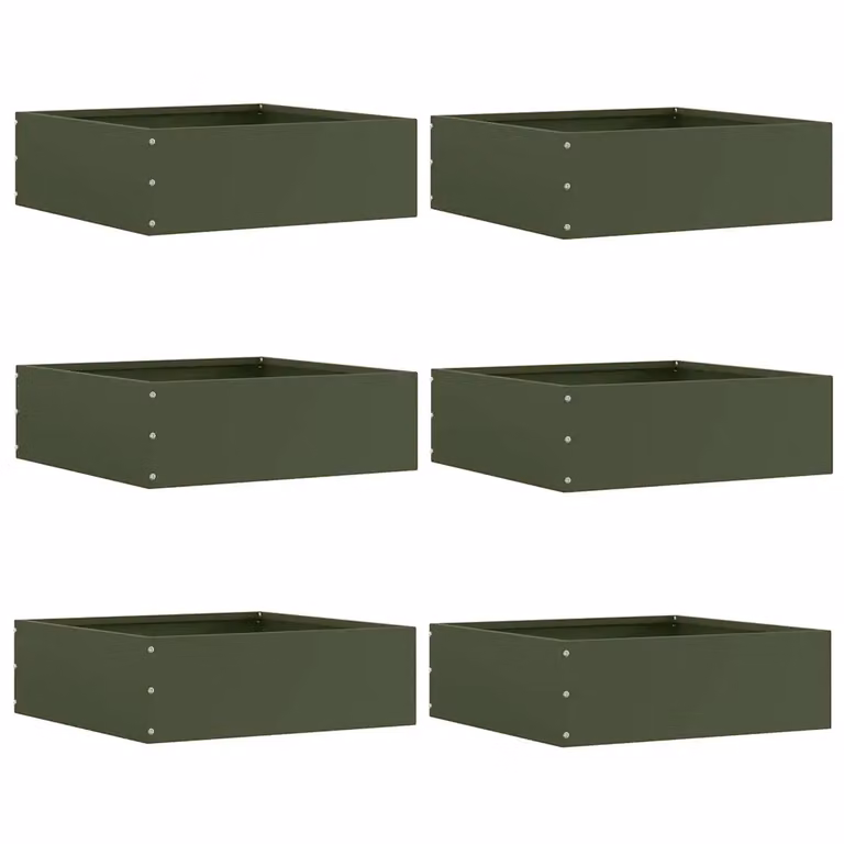 Set di 6 bordure per prato vidaXL in acciaio colore verde oliva, L/P/H: 40 x 40 x 13 cm