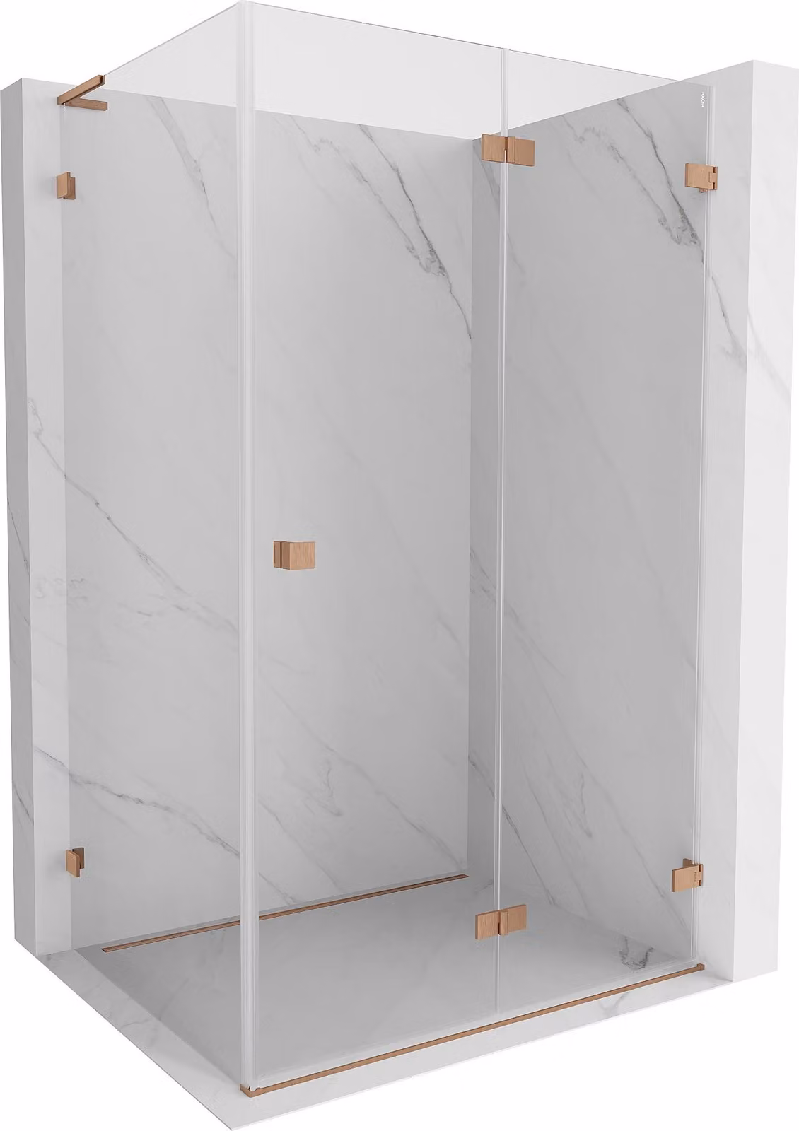 Mexen Lunar-F L cabina doccia pieghevole destra 100 x 80 cm, trasparente, rame spazzolato - 836L-100-080-65-00-P