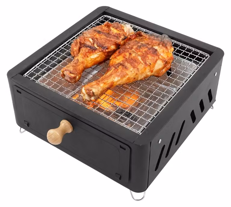 Griglia portatile a carbone - 30 x 30 cm, colore nero