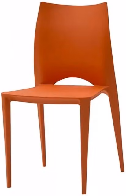 Set 4 sedie colore arancione in polipropilene l. 45 h. 84 p. 54 hs. 45