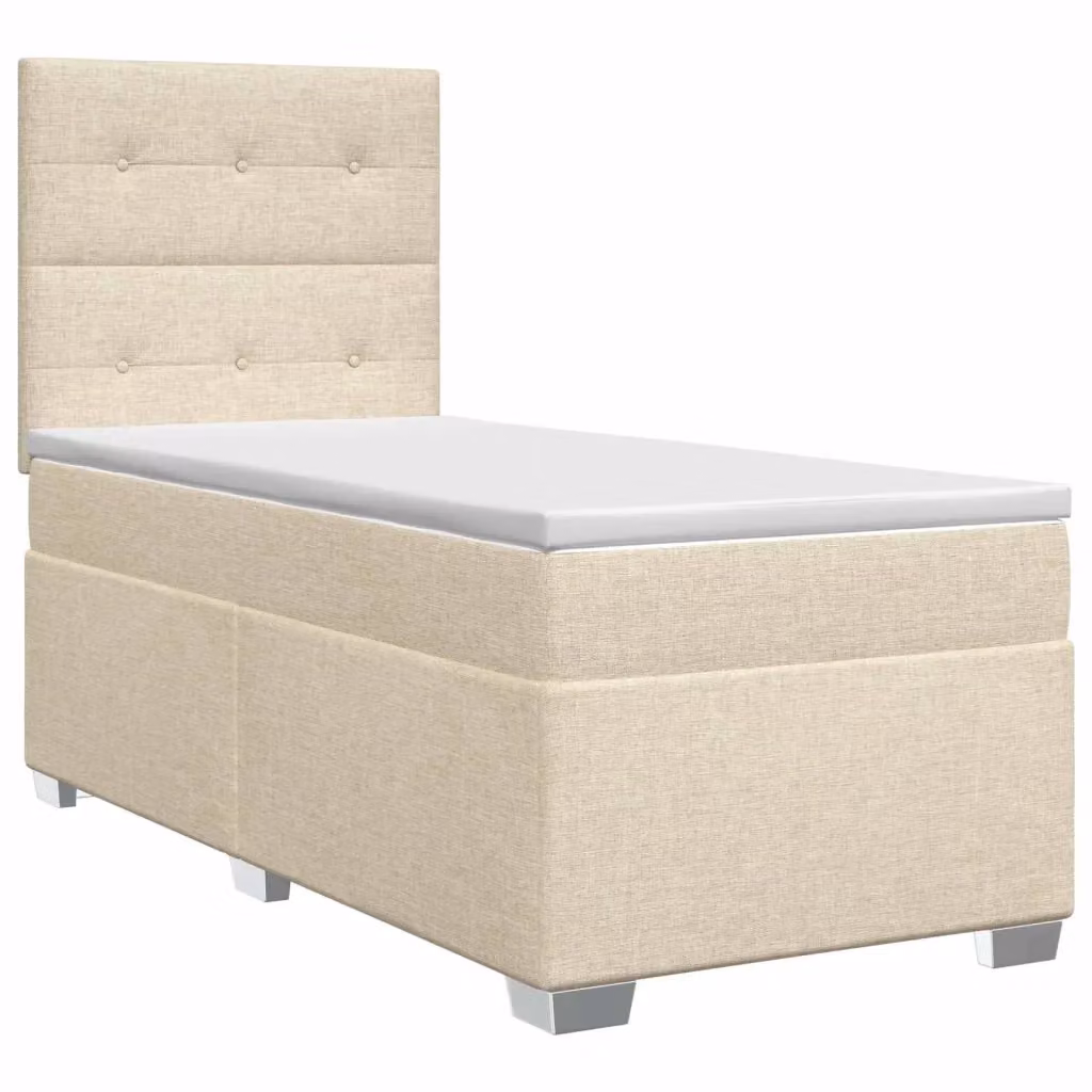 Letto box spring con materasso vidaXL in tessuto beige e bianco, L/P: 90 x 200 cm – 2