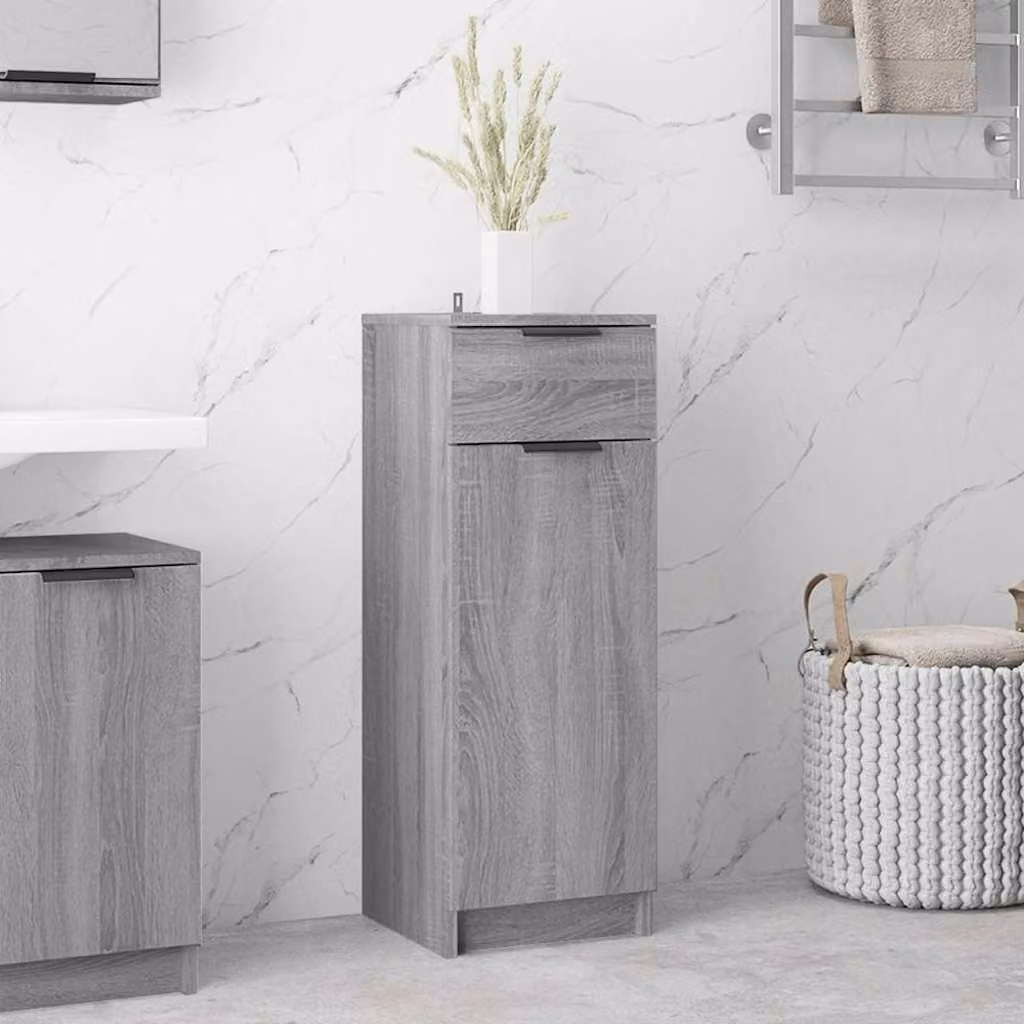 Armadietto da bagno sospeso vidaXL in legno MDF Grigio e Beige L: 32 cm, P: 34 cm, H: 90 cm
