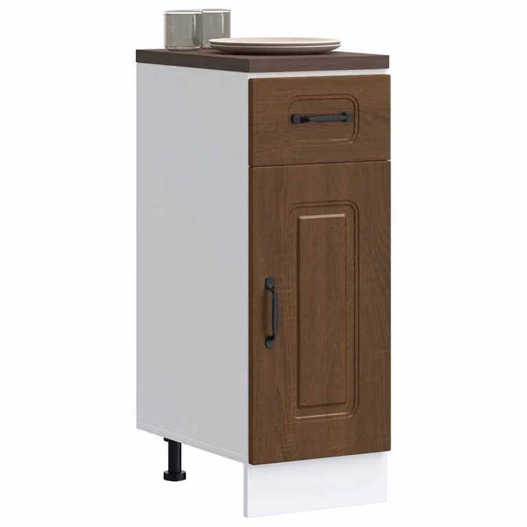 Base da cucina moderna vidaXL Kalmar in legno multistrato e MDF, colore marrone, L: 46,0 cm, P: 30,0 cm, H: 81,5 cm