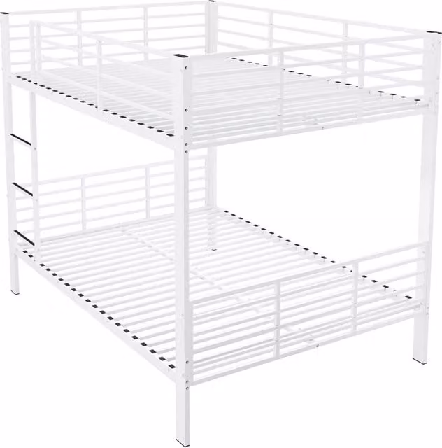 Letto a castello Chicfurn in metallo bianco opaco con barriera di sicurezza, L/P/H: 200 x 140 x 170 cm