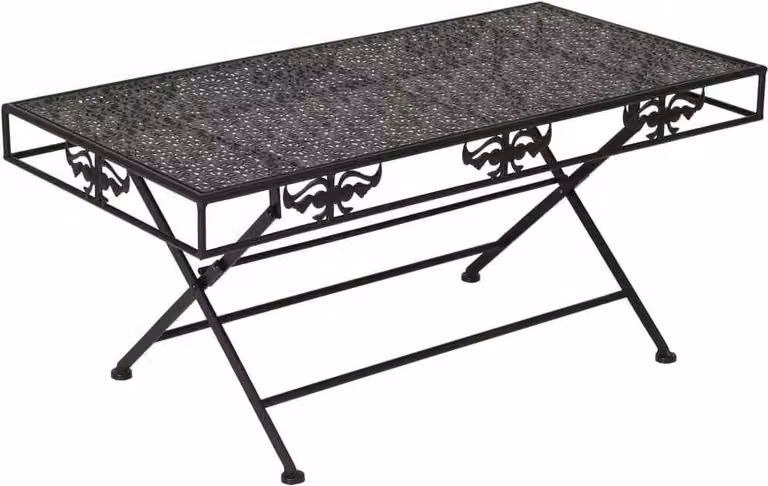 The Living Store Tavolino pieghevole in metallo stile vintage 100x50x45 cm nero