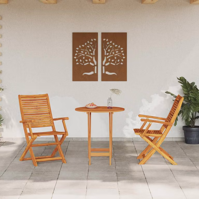 Maison Exclusive - Set da bistrot pieghevole, 3 pezzi, legno massello di acacia, color marrone