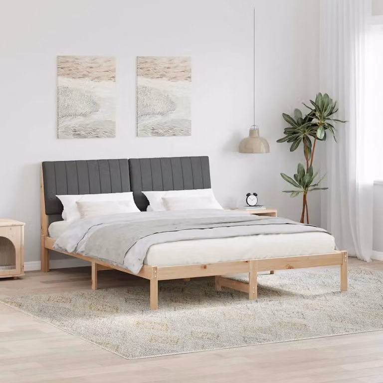 Struttura del letto moderna vidaXL in pino massello marrone L/P: 160 x 200 cm