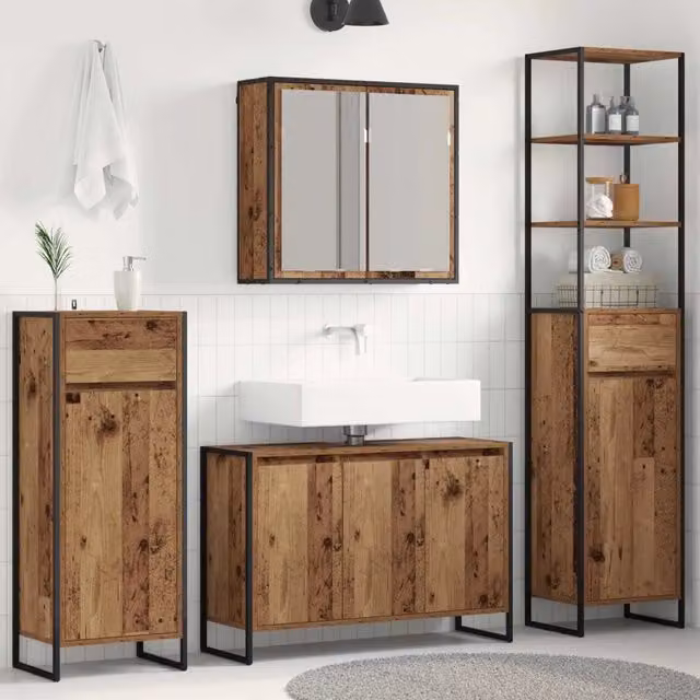 Set di mobili per il bagno 4 pz Legno vecchio 3403050