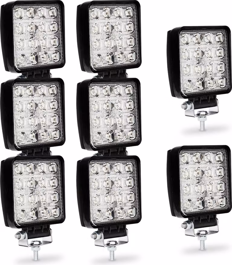8X Led 48W Faro da lavoro Proiettore Led Offroad Proiettore Riflettore Faro da lavoro 4320 LM Alluminio Nero