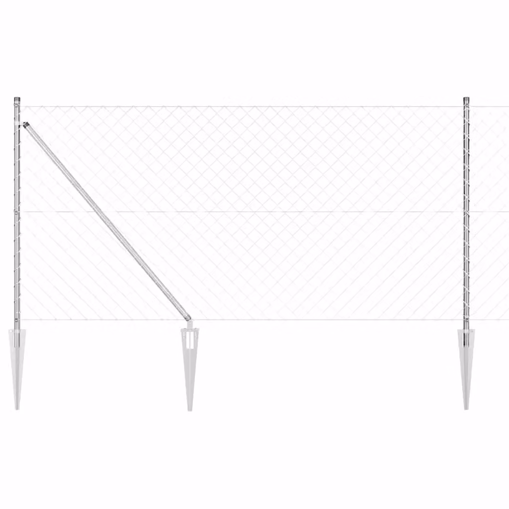 Recinzione a maglie con punte vidaXL in acciaio zincato Argento L: 1000 cm, H: 60 cm