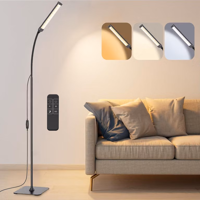 Lampada da terra Lampada da terra a LED dimmerabile per il soggiorno 3 modalità di illuminazione Lampada da terra con porta USB Lampada da lettura con telecomando e funzione memoria
